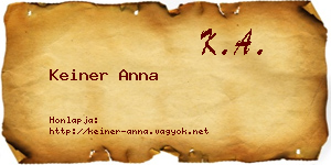 Keiner Anna névjegykártya